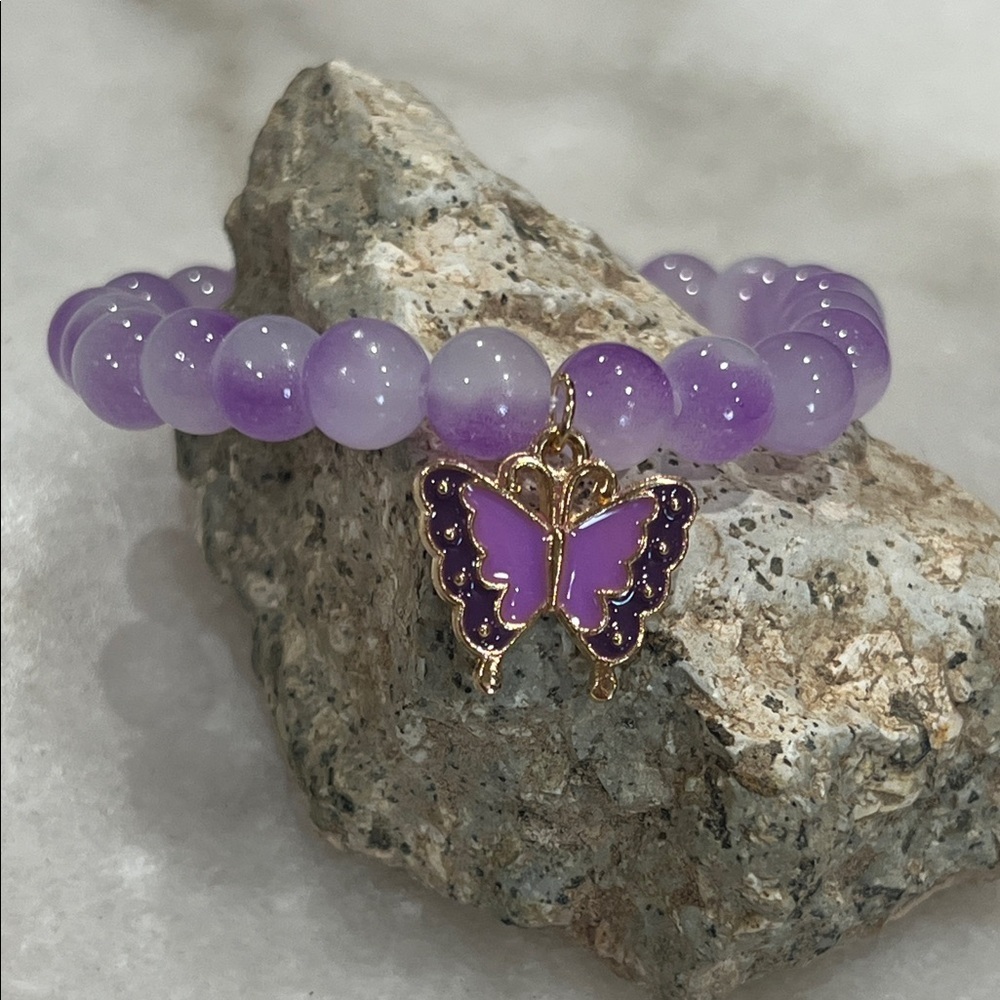 Purple Butterfly Charm Bracelet